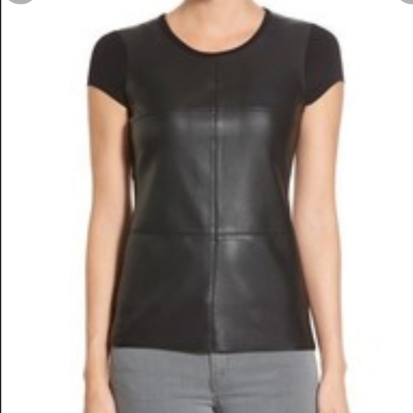Bailey 44 New Women’s Small Hardy Black Faux-Leather Front Tee Anthropologie NWT - Picture 13 of 13